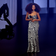 Taraji P. Henson wears an optical illusion-printed gown by Area.
